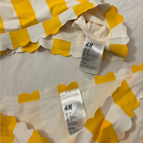 H&M Bikini Set Yellow White Striped M/L - Picture 4 of 5